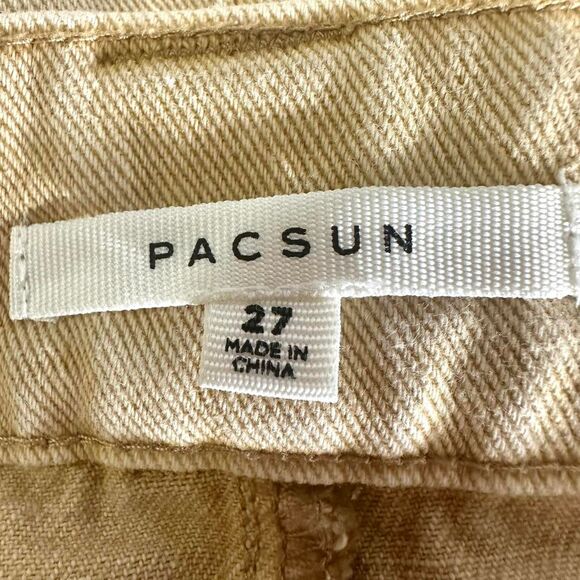 PACSUN Yellow Denim Cargo Mini Skirt Belt Pockets Womens 27 Grunge Y2K 2000s Alt - Picture 5 of 7